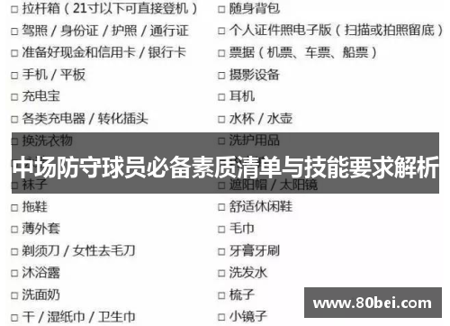中场防守球员必备素质清单与技能要求解析